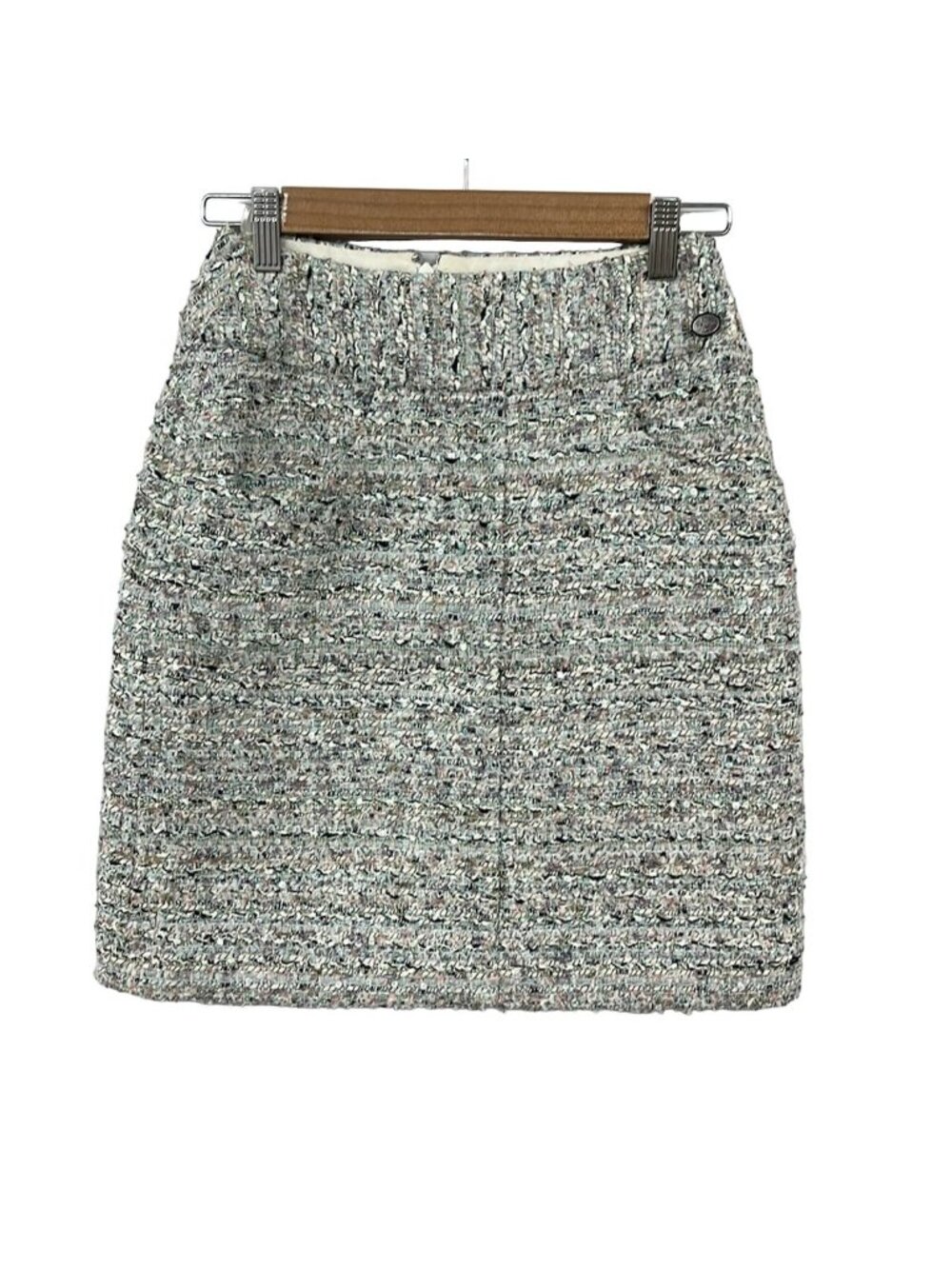 Chanel Skirt S Ivory Light Green Multi Knee-Length Tweed la Pausa